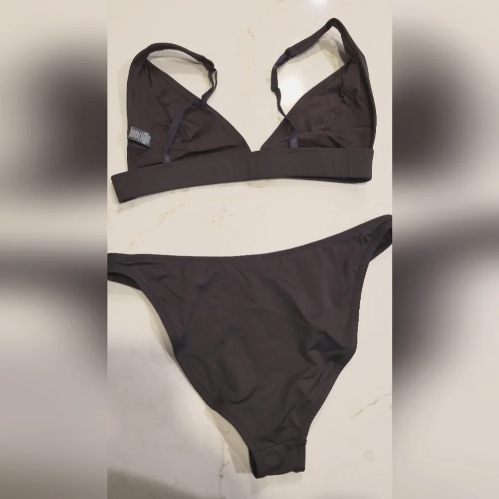 SKIMS Black Triangle Bikini Top and High-Cut Bottom